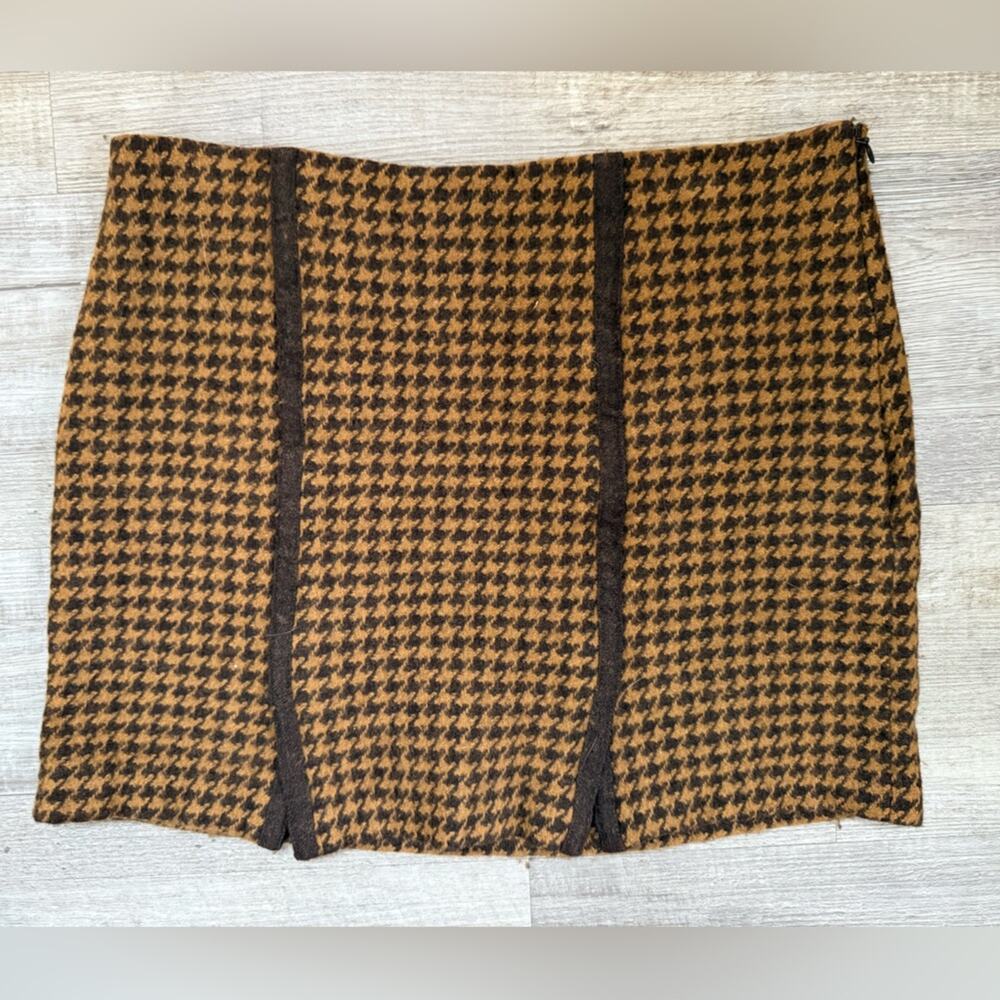 Tailor New York Women’s Sz 6 Vintage Wool Mini Skirt Houndstooth Brown